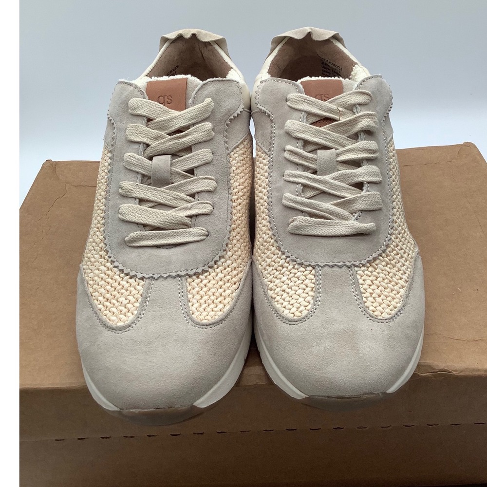 Gentle Souls Kenneth Cole Juno Beige Leather Suede Woven Sneakers Womens 10